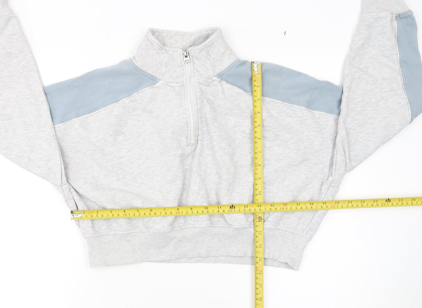 Lonsdale Women’s Grey Blue 1/4 Zip Sweatshirt UK 14