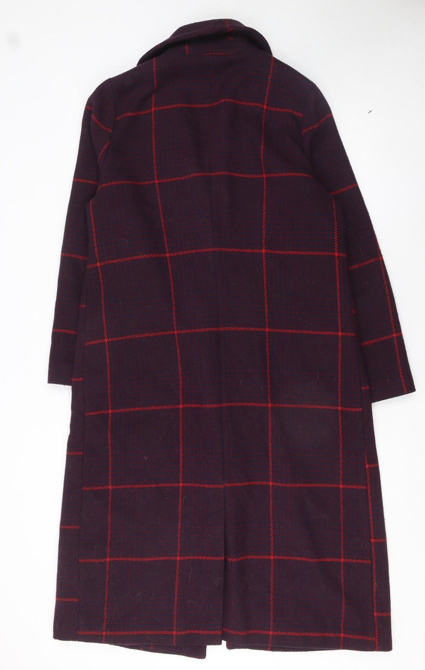 Principles by Ben de Lisi Women's Purple Check Wool Blend Overcoat Size 14