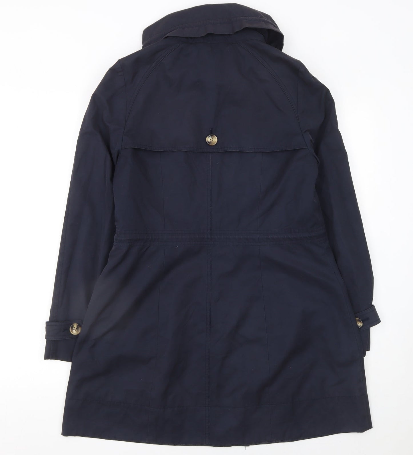 Hobbs London Navy Hooded Parka Jacket Women's Size 8 Drawstring Waist