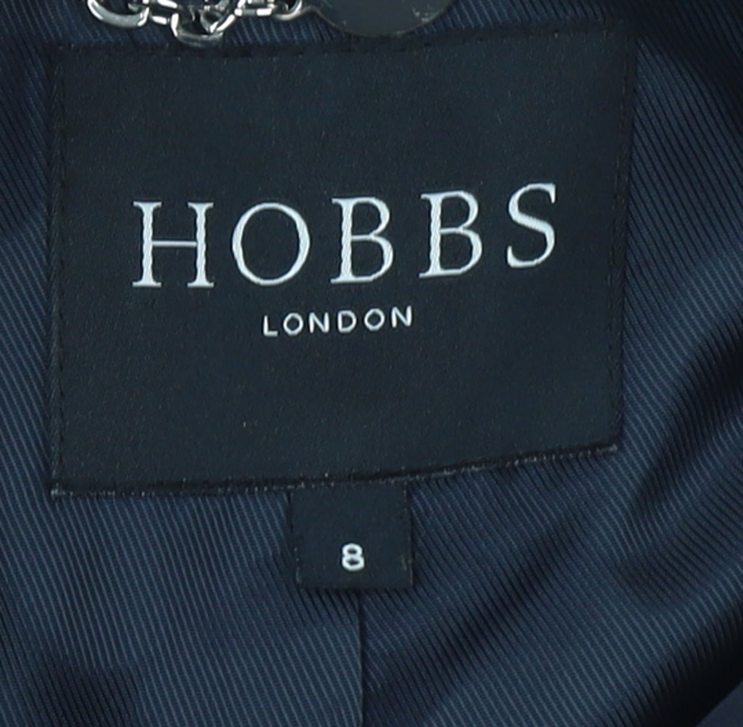 Hobbs London Navy Hooded Parka Jacket Women's Size 8 Drawstring Waist
