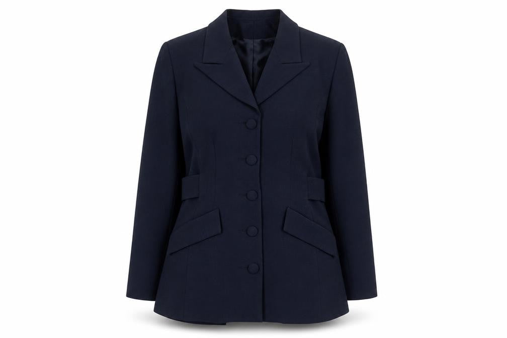 Warehouse Women Navy Wool Blend Belted Blazer UK 10