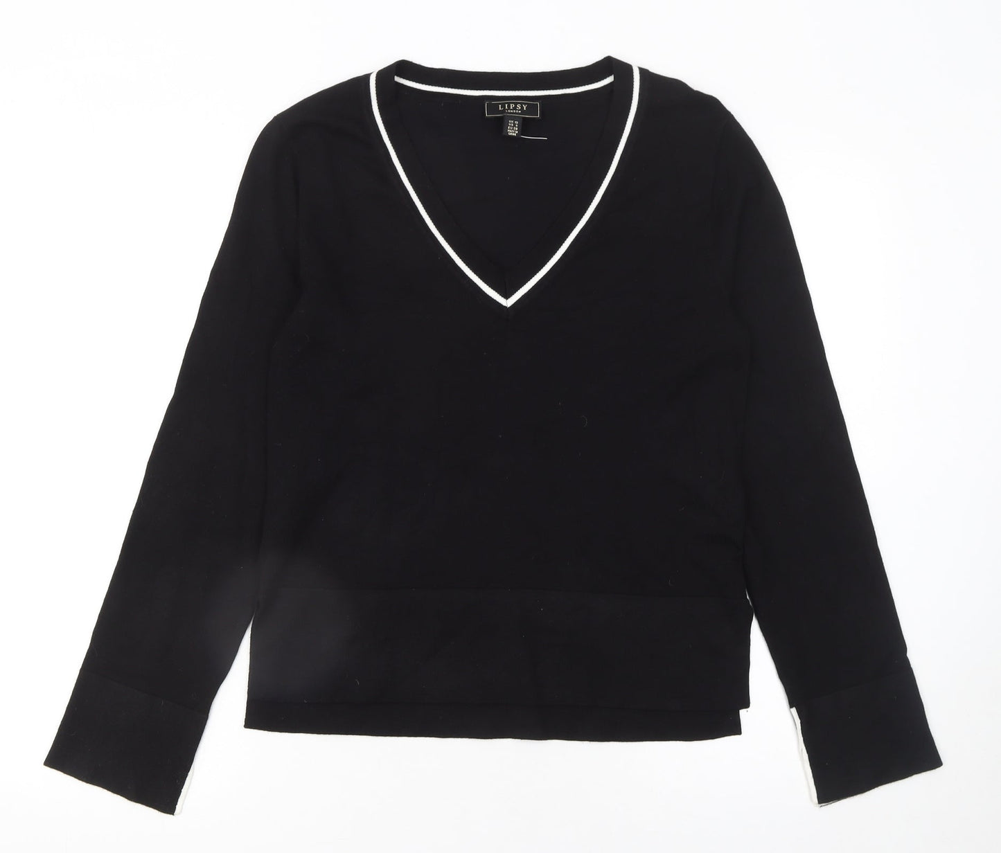 Lipsy Women’s Black V-Neck Long Sleeve Knit Jumper Size 10