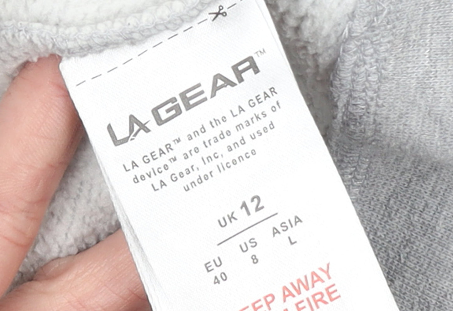 LA Gear Women Grey Hoodie UK 12 Pullover Hooded Sweatshirt