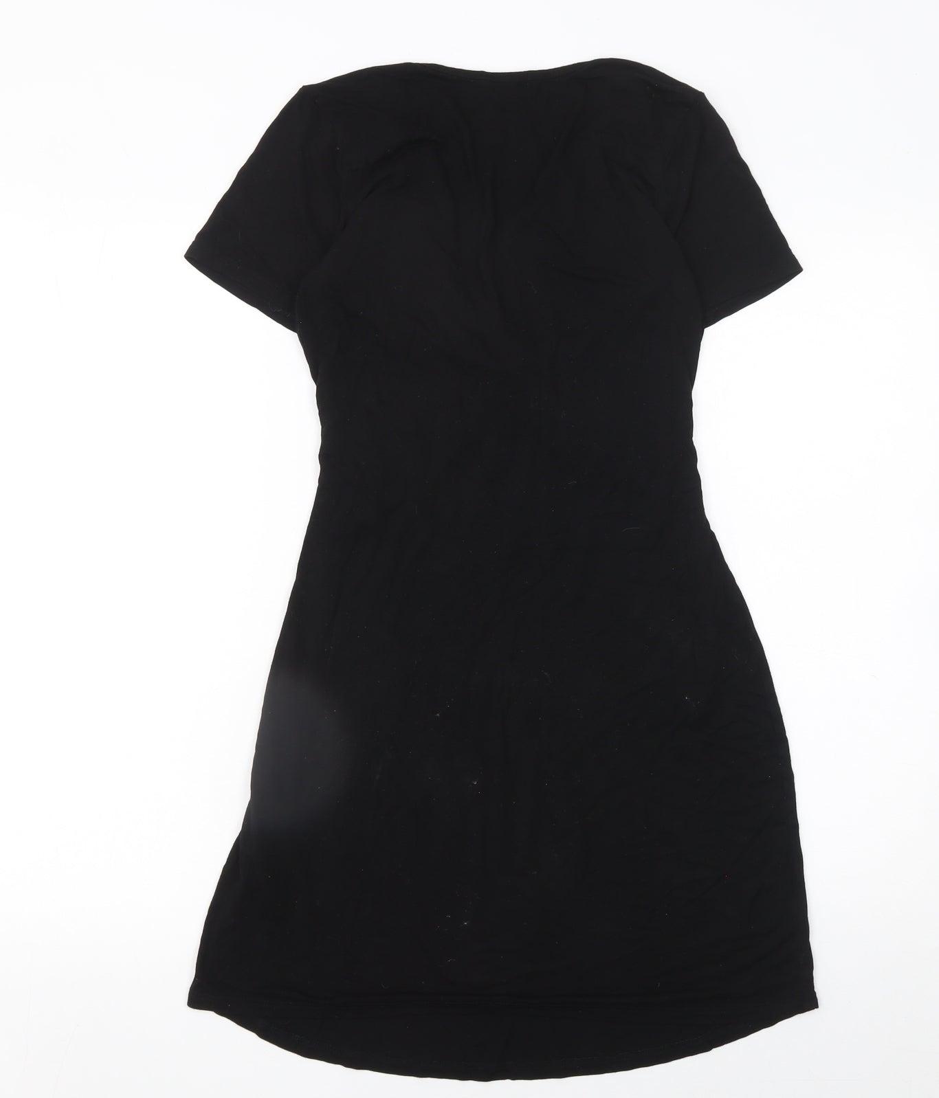 Boohoo Women Black Size 8 Wrap Dress Short Sleeve V-Neck