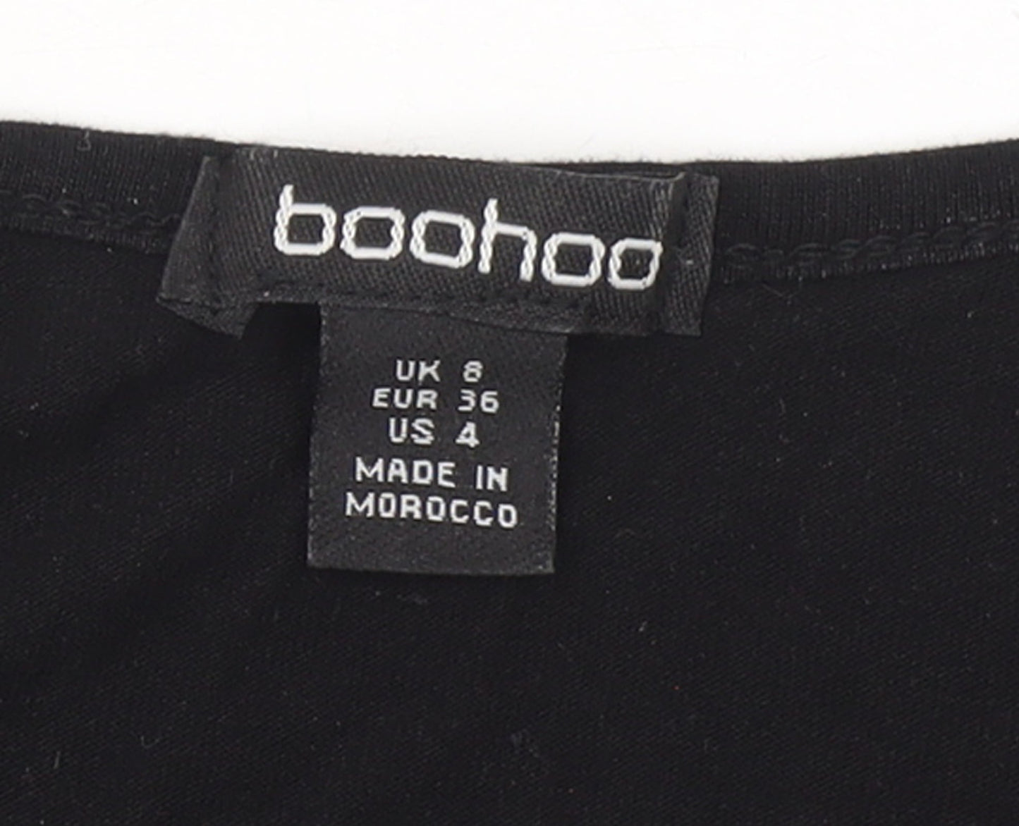 Boohoo Women Black Size 8 Wrap Dress Short Sleeve V-Neck