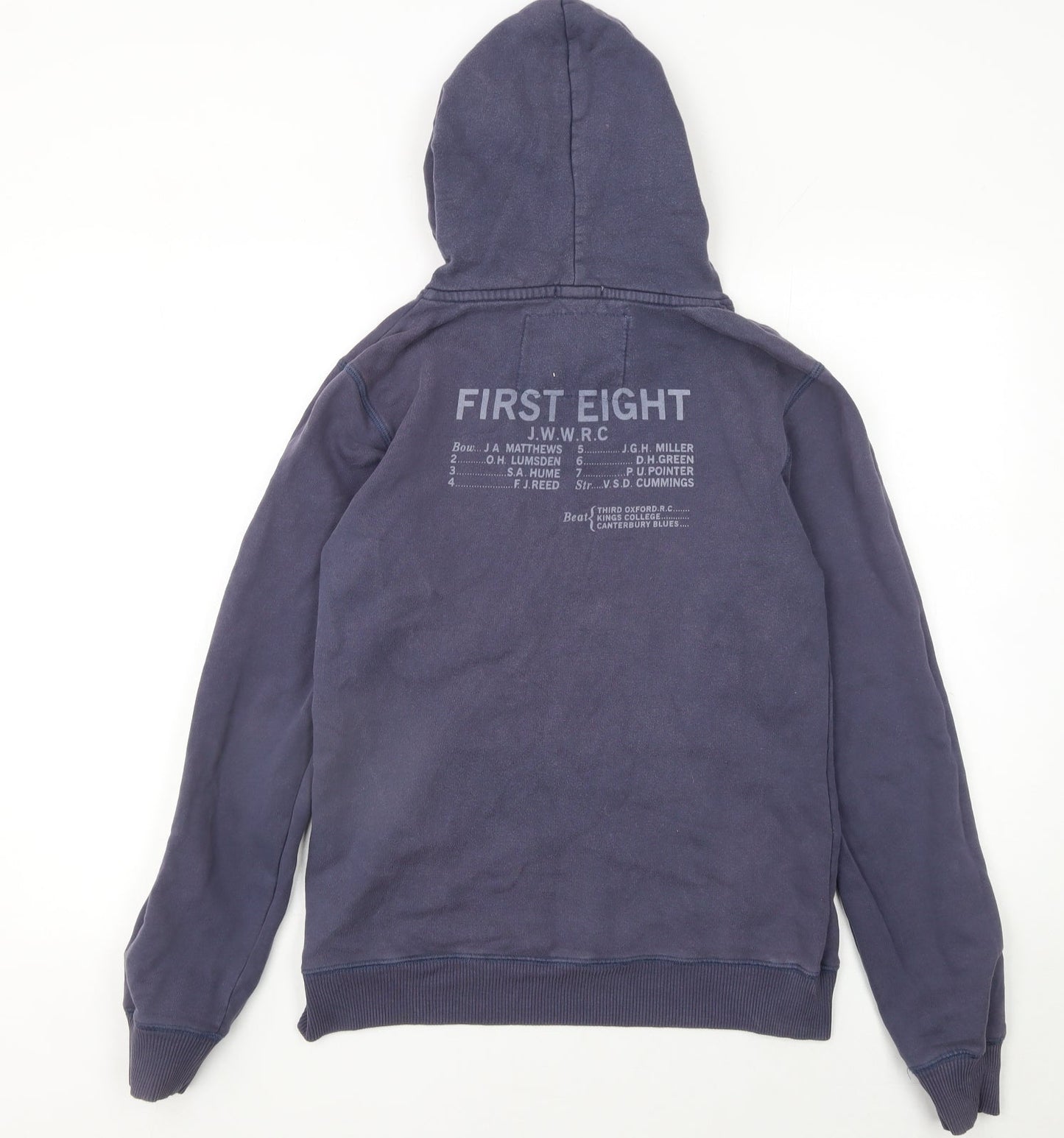 Jack Wills Womens Blue Size 12 Pullover Hoodie Cotton J.W.W.R.C. Print
