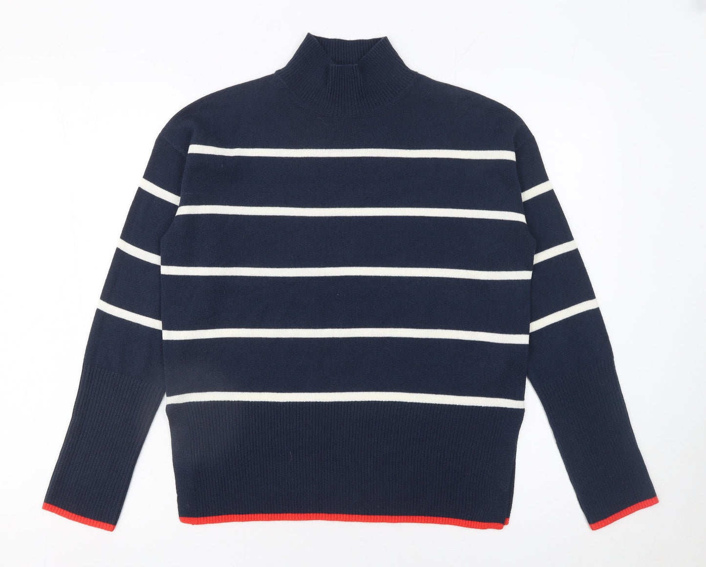 George Women’s Blue Striped Mock Neck Pullover Jumper XS