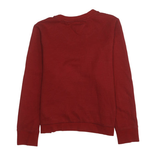 Tommy Jeans Womens Red Cotton Blend Crew Neck Pullover Sweatshirt Size M