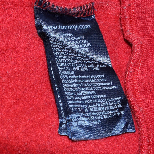Tommy Jeans Womens Red Cotton Blend Crew Neck Pullover Sweatshirt Size M