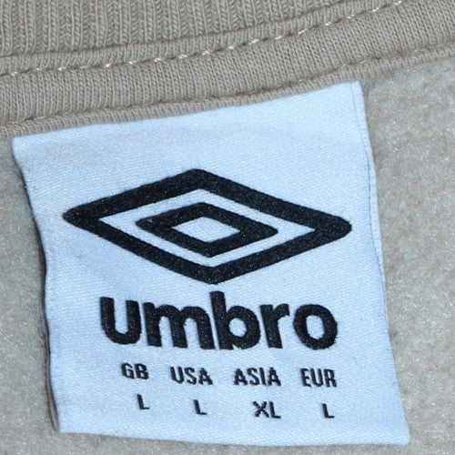 Umbro Mens Beige Crew Neck Sweatshirt Size L Logo Graphic Retro Style