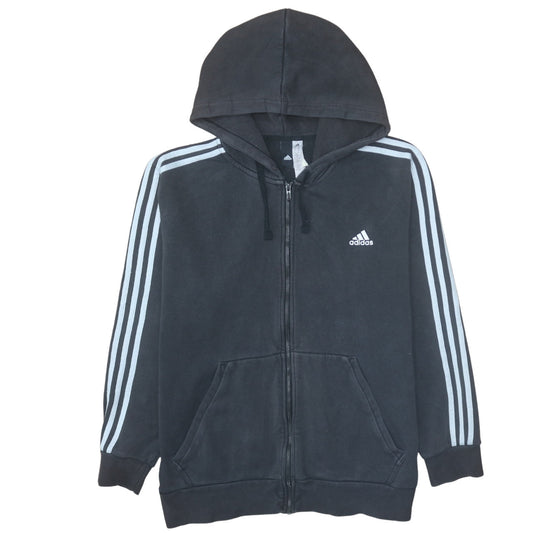 Adidas Women Black XL Full Zip Hoodie with Stripes