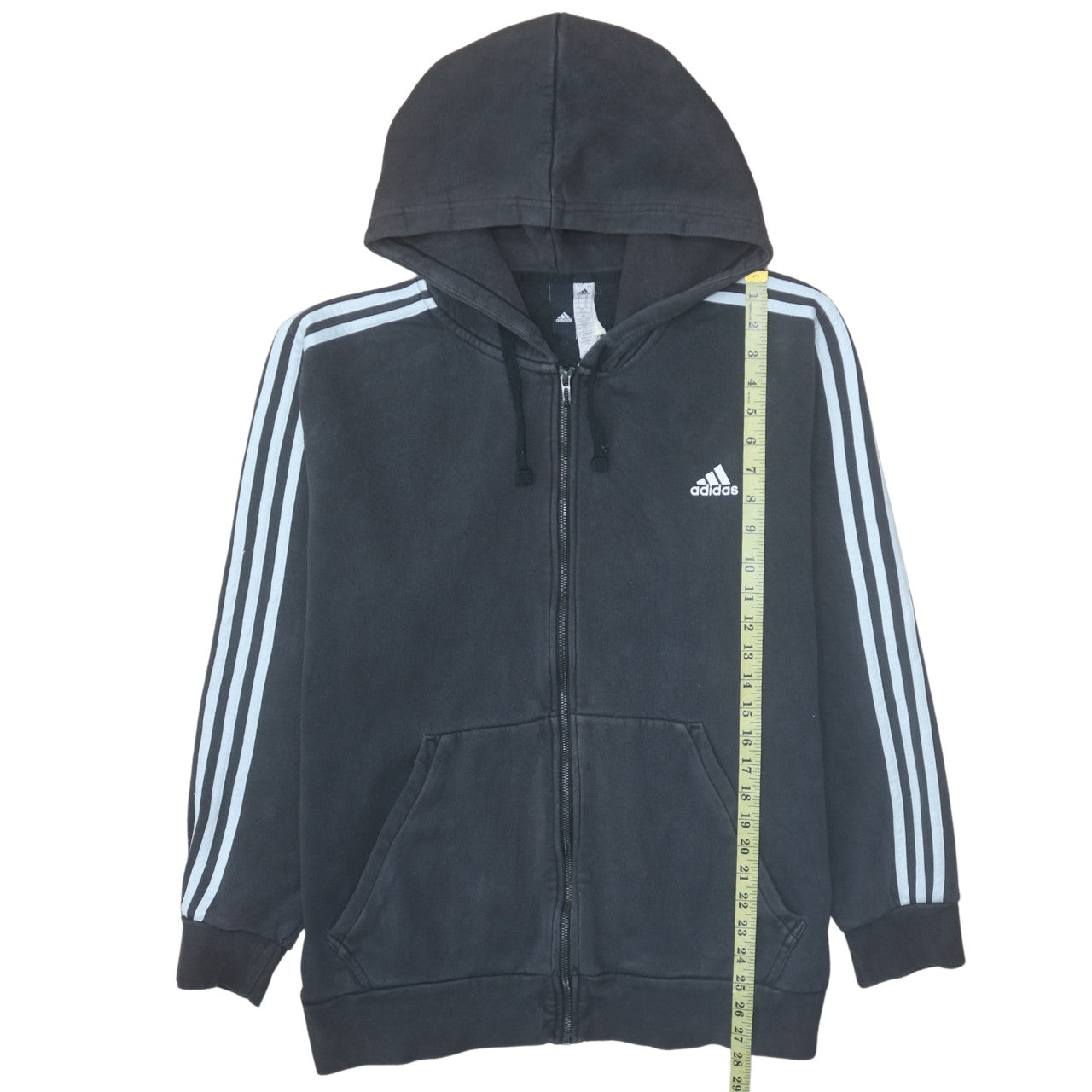 Adidas Women Black XL Full Zip Hoodie with Stripes