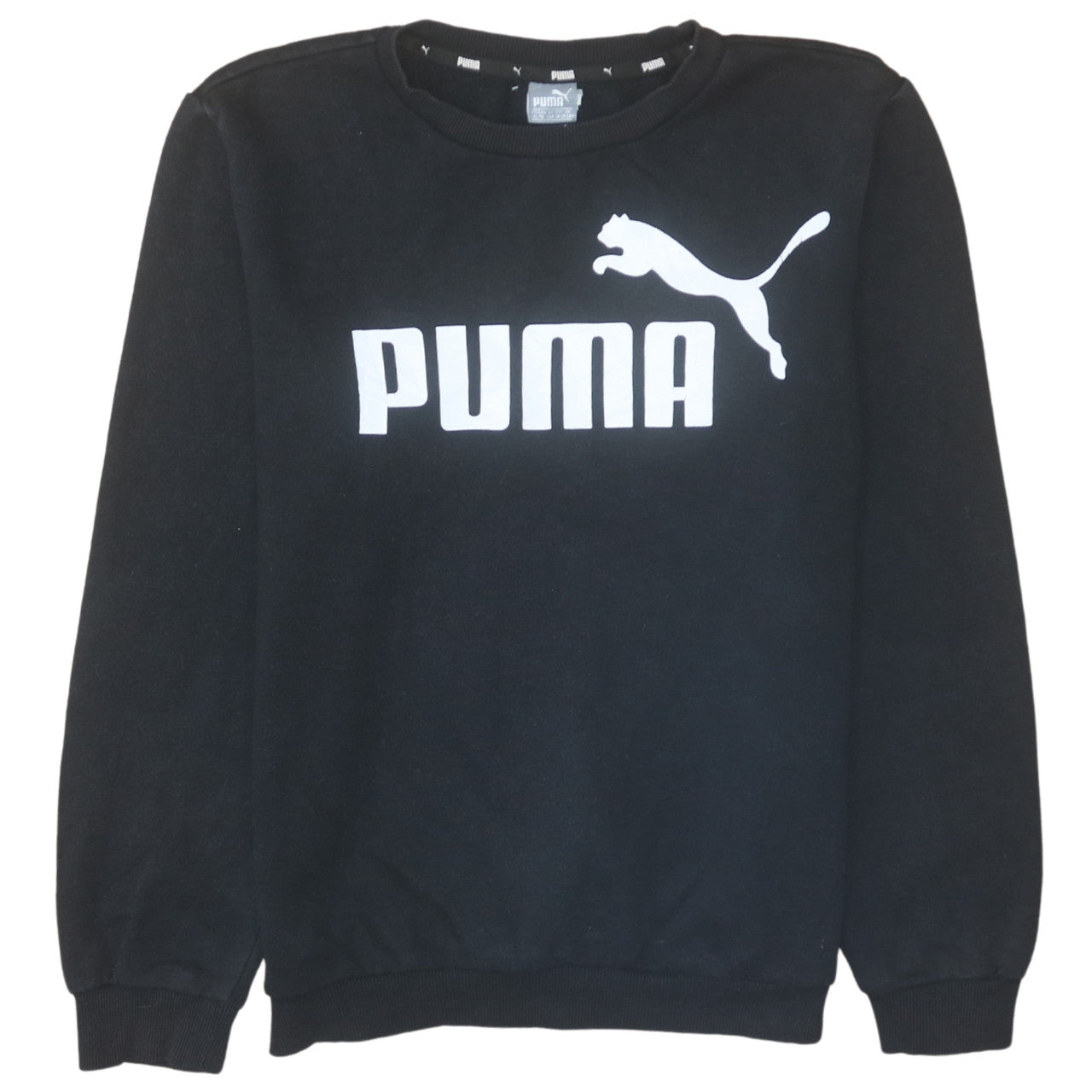 Puma Boys Black Fleece Pullover Sweatshirt Size 146 Regular Fit