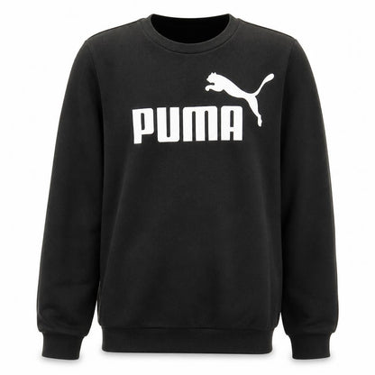 Front view of Puma boys’ black fleece pullover sweatshirt, size 146, regular fit