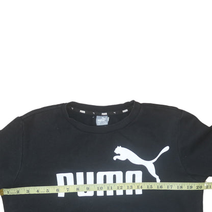 Back view of Puma boys’ black fleece pullover sweatshirt, size 146, regular fit