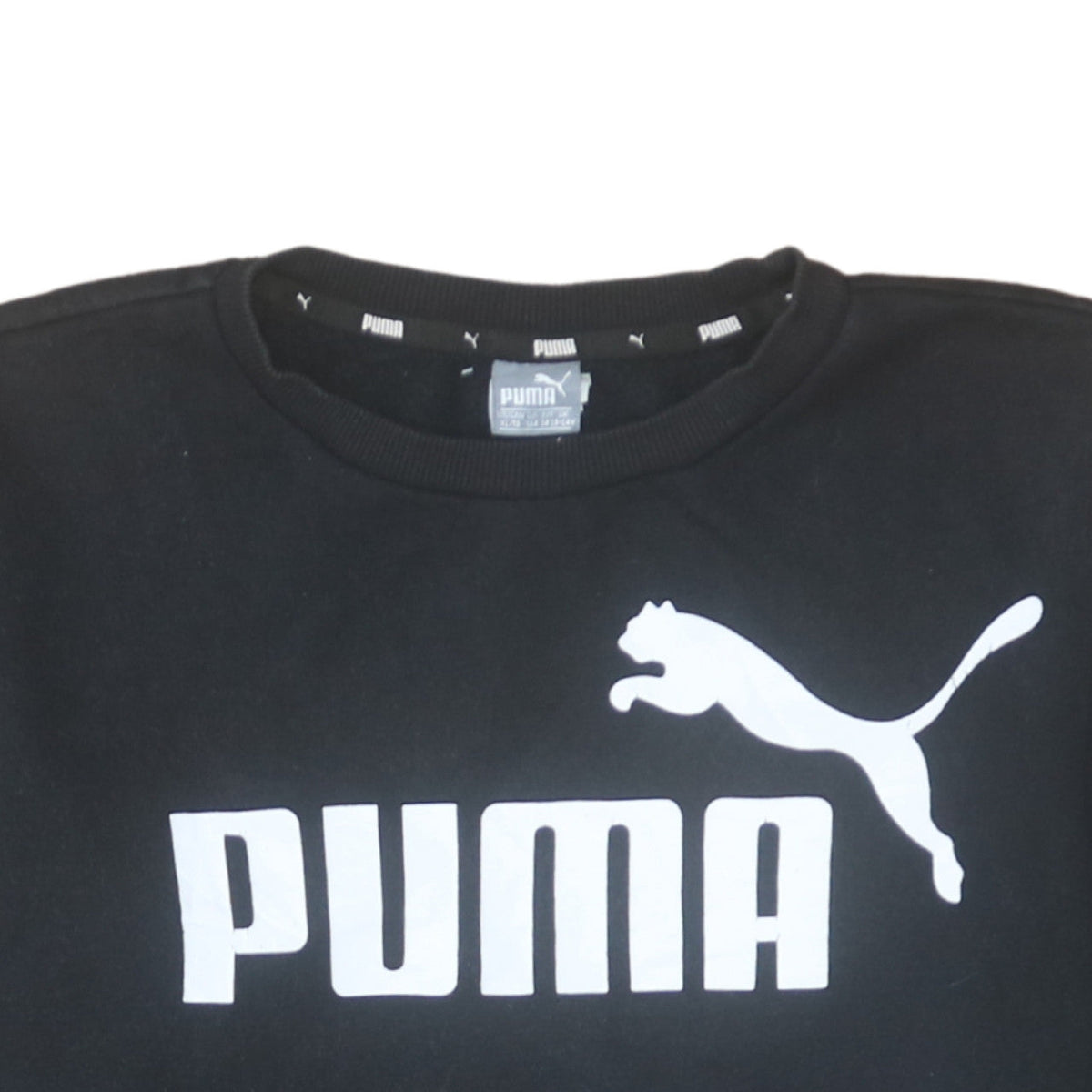 Puma Boys Black Fleece Pullover Sweatshirt Size 146 Regular Fit