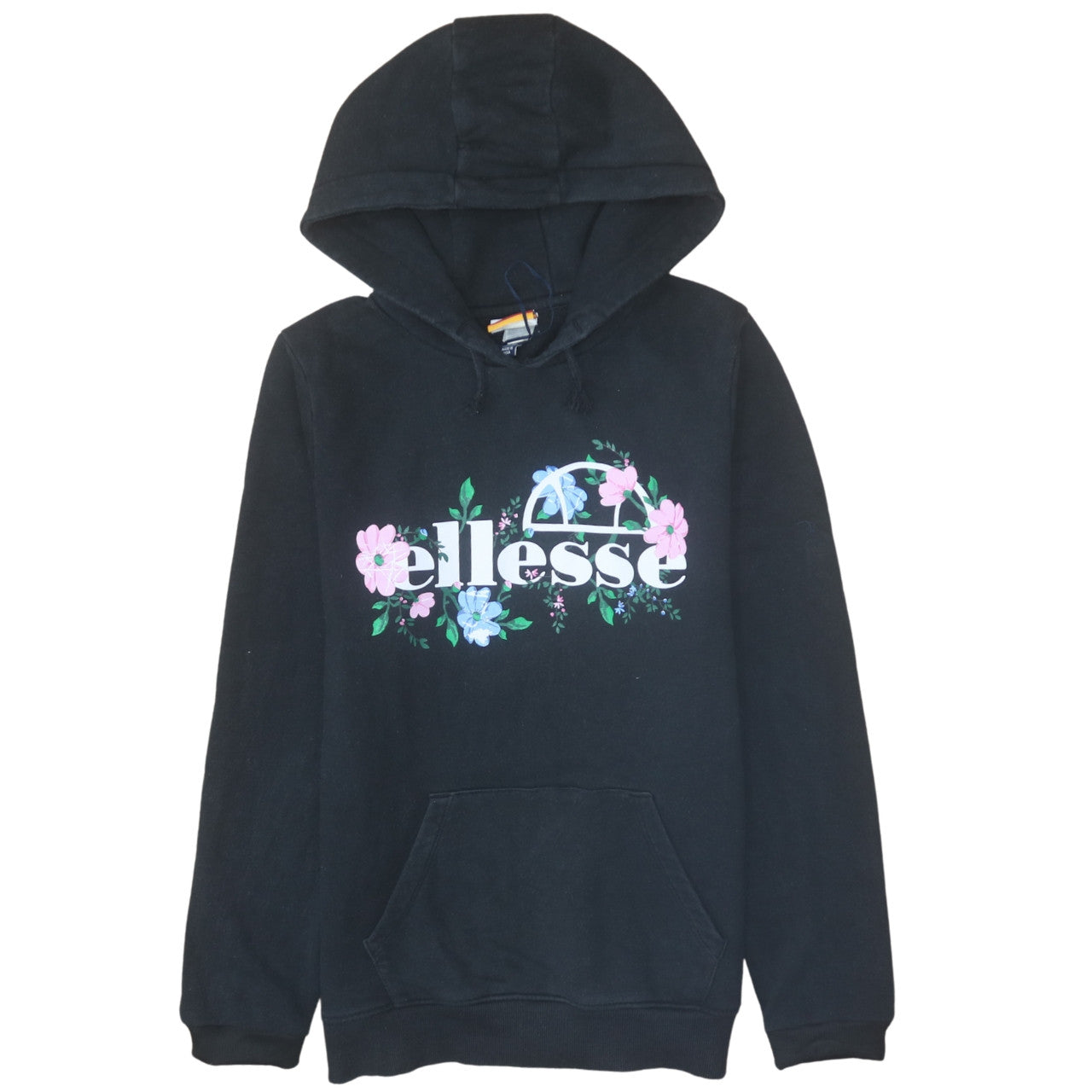 Ellesse Girls Black Floral Logo Hoodie 13-14 Years Pullover Fleece