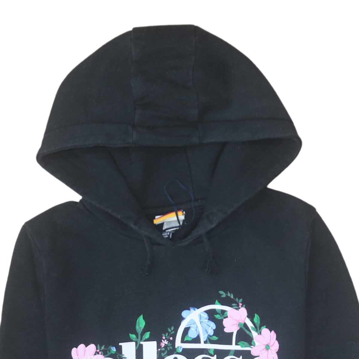 Ellesse Girls Black Floral Logo Hoodie 13-14 Years Pullover Fleece