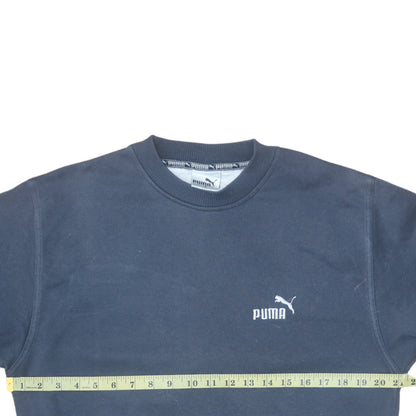 Close-up detail of Puma Men's Blue Regular Fit Crew Neck Sweatshirt, size S