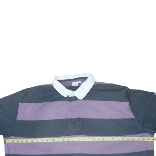 Cotton Traders Men's Purple Striped 3XL Rugby Style Collared Sweatshirt