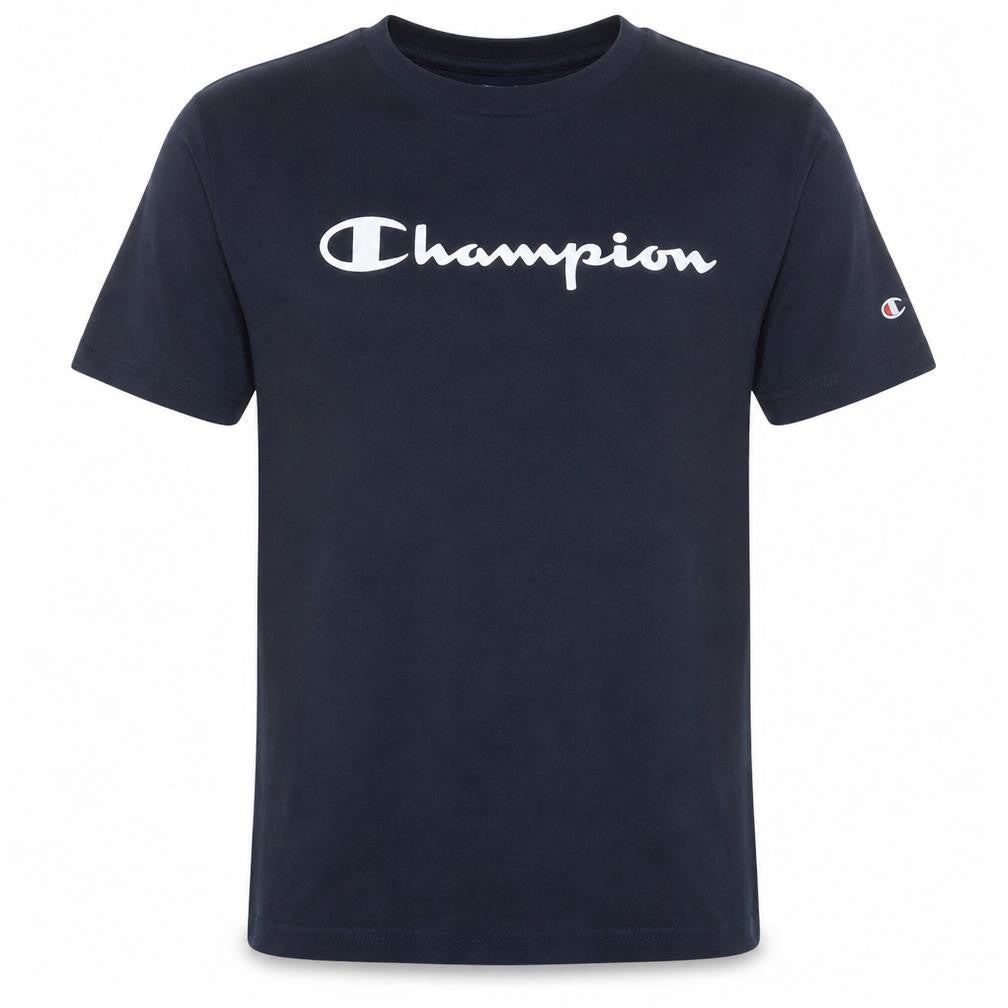 Champion Men's Blue Small Crew Neck Logo Graphic T-Shirt