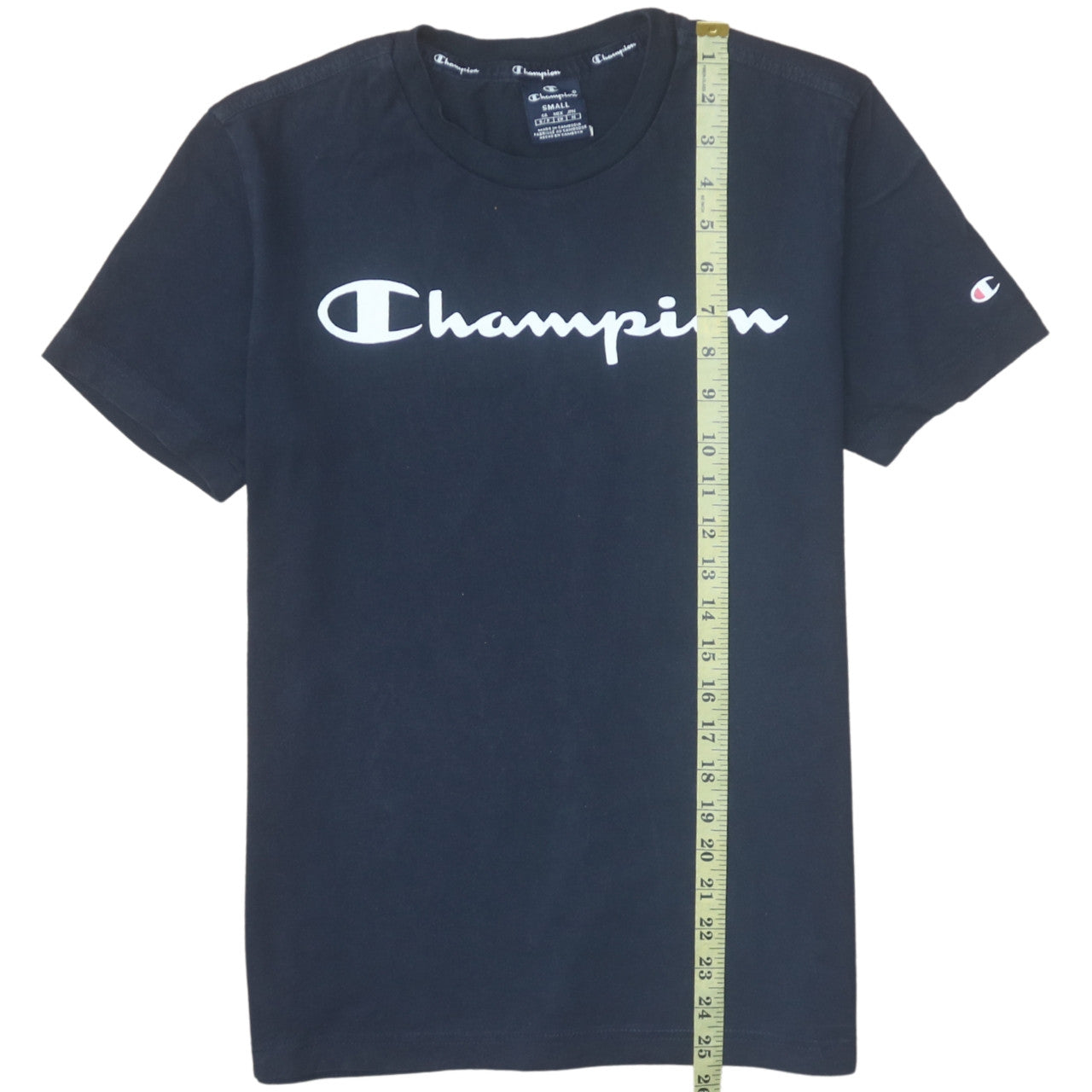 Champion Men's Blue Small Crew Neck Logo Graphic T-Shirt