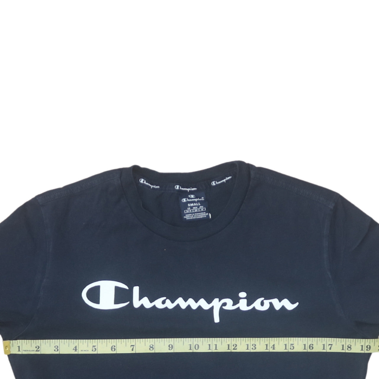 Champion Men's Blue Small Crew Neck Logo Graphic T-Shirt