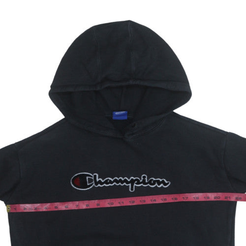 Champion Men's Black Pullover Hoodie Medium Logo Fleece Sweatshirt