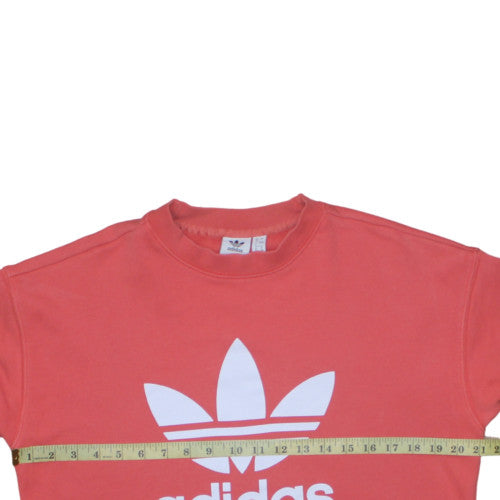 Adidas Women's Pink Logo Crew Neck Pullover Sweatshirt Size 8
