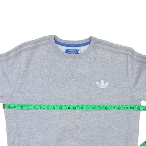 Adidas Mens Grey Pullover Sweatshirt M Crew Neck Fleece Sportswear