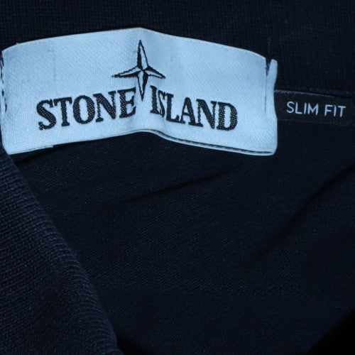 Stone Island Men's Navy Cotton Slim Fit Short Sleeve Polo Shirt Size S