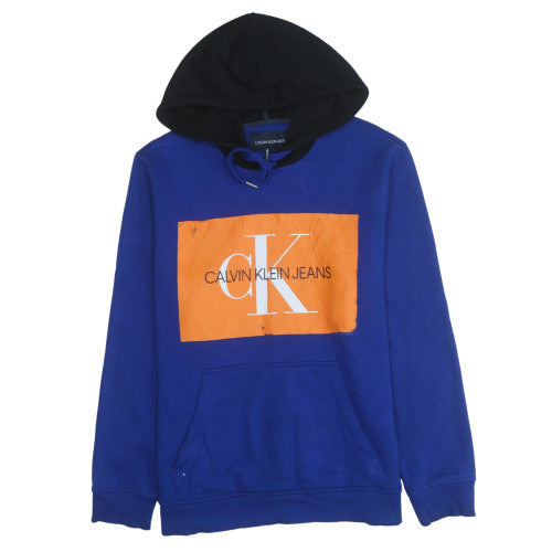 Calvin Klein Jeans Men's Blue Pullover Hoodie M Logo Design