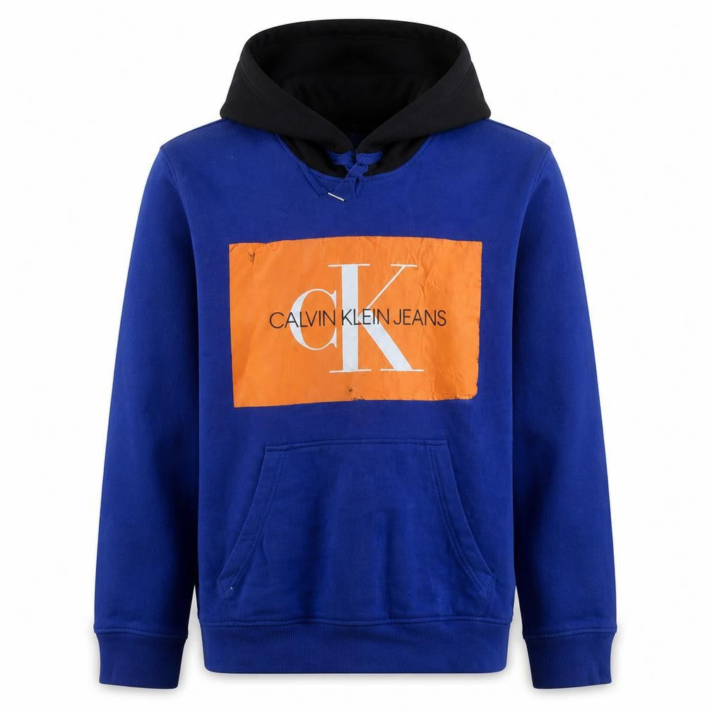 Calvin Klein Jeans Men's Blue Pullover Hoodie M Logo Design