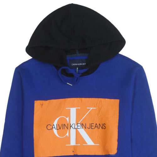 Calvin Klein Jeans Men's Blue Pullover Hoodie M Logo Design