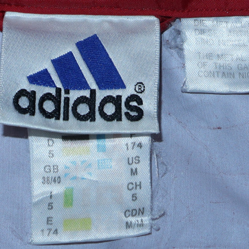 adidas Womens Red Windbreaker Hooded Jacket Size 12 Lightweight Zip