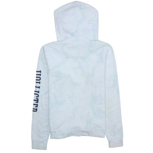 Hollister Women’s White Hoodie Medium Pullover Cotton Blend Logo Print