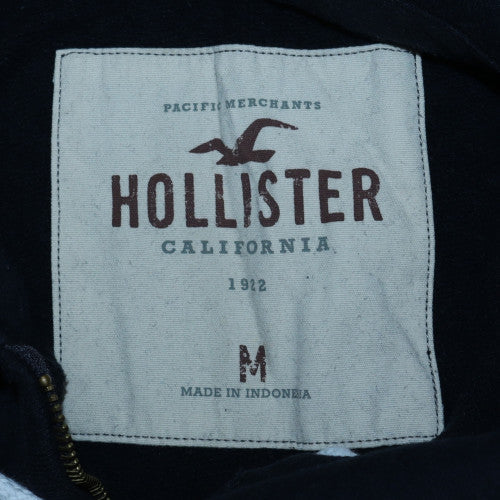Hollister Men's Black Hoodie M 1/2 Zip Fleece Graphic Logo Pullover