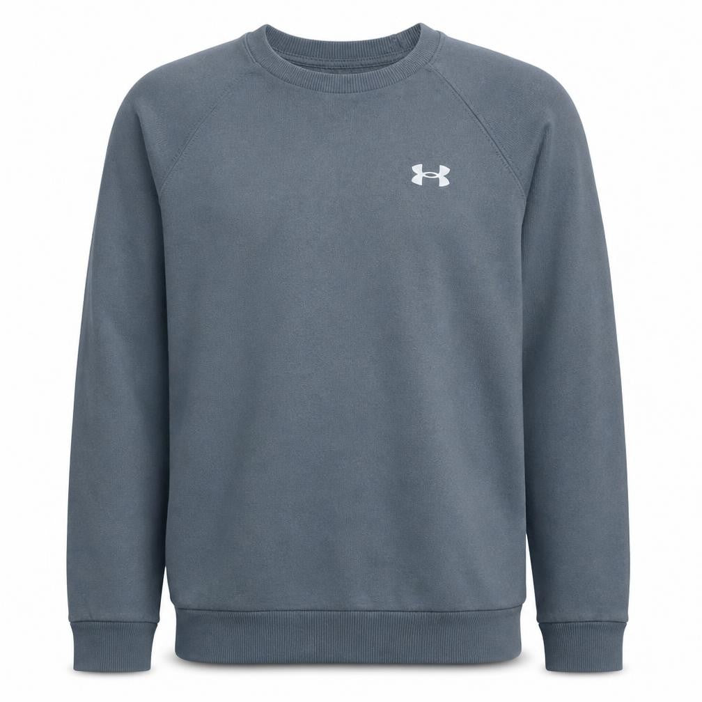 Under Armour Mens Grey Pullover Sweatshirt M Crew Neck Logo Fleece