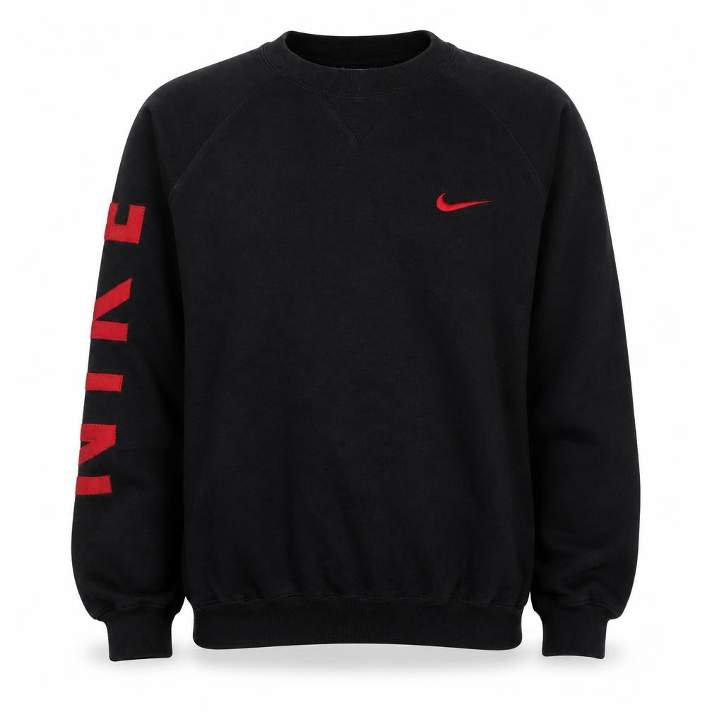 Nike Men's Black Red Logo Pullover Sweatshirt Medium Sportswear