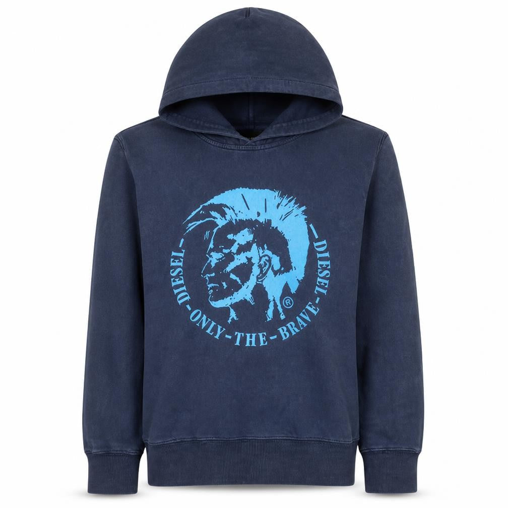 Diesel Men's Blue Pullover Hoodie M Graphic Print Cotton
