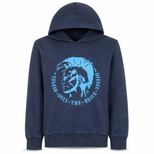 Diesel Men's Blue Pullover Hoodie M Graphic Print Cotton