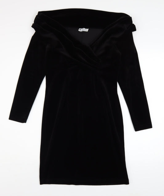 Classic by Freemans Women's Black Velvet Bodycon Dress Size 14