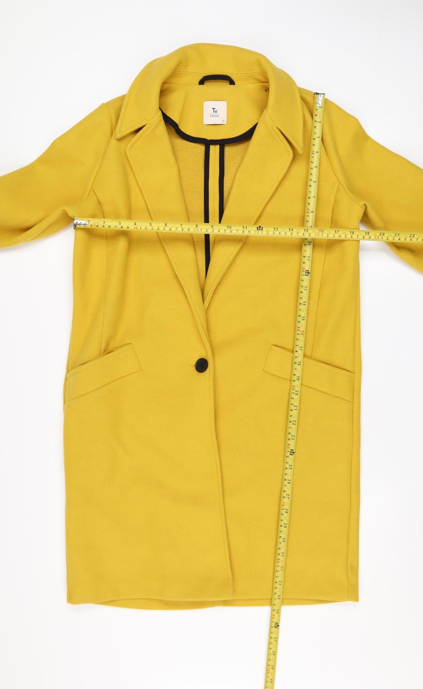 Tu Women Yellow Mid-Length Overcoat Size 10
