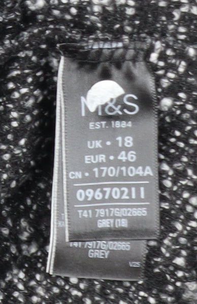 Marks and Spencer Women’s Grey Long Overcoat Size 18 Classic Style