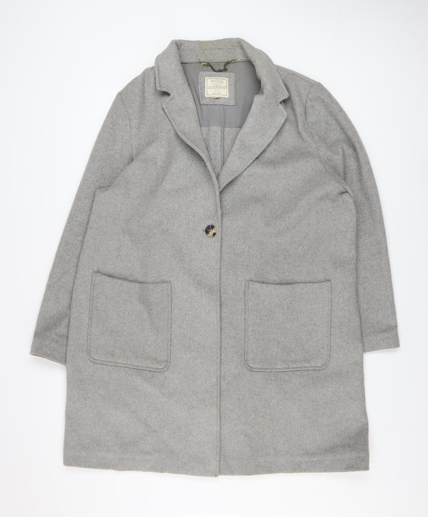 Fat Face Women’s Grey Wool Blend Mid-Length Coat Size 20