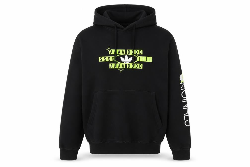 Adidas Men's Black Pullover Hoodie L Logo Graphic Sweatshirt