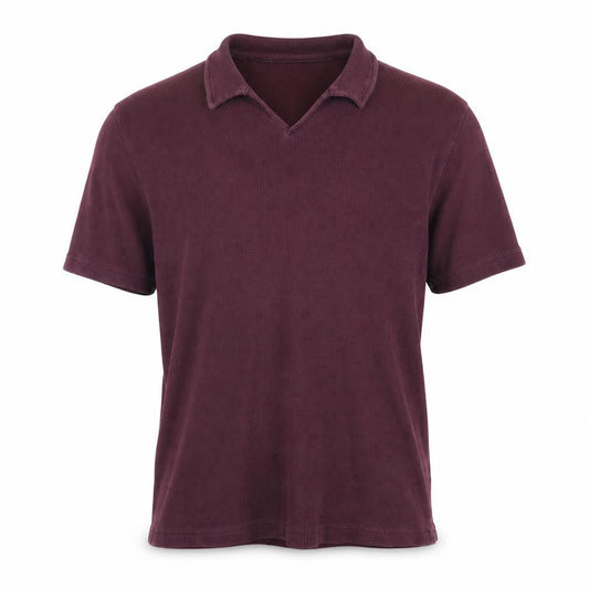 Reiss Men's Purple Short Sleeve Collared Knit Cotton Top M
