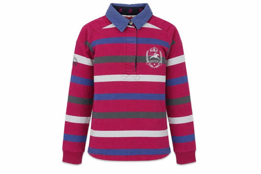 Tottie Womens XS Multicoloured Striped Polo Shirt Long Sleeve Cotton
