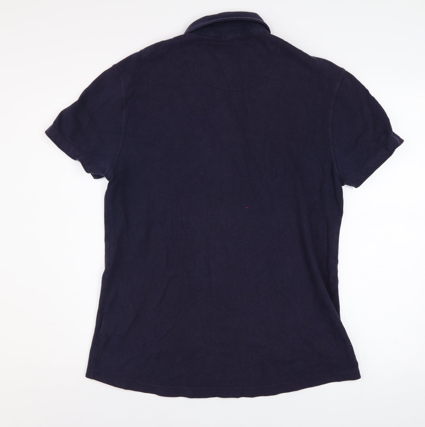Hardy Amies London Men's Navy Blue Cotton Short Sleeve Polo - Size M