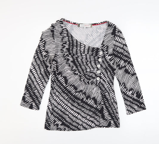 Principles by Ben de Lisi Petite Black Geometric Tunic Top Size 8